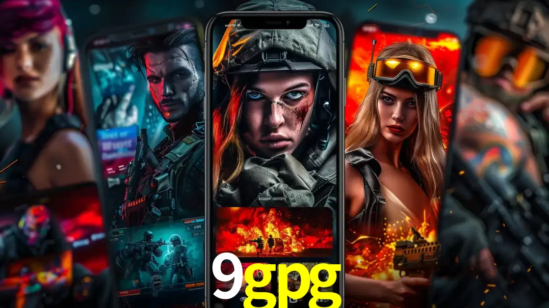 Montagem de telas de celular mostrando diversos personagens, masculinos e femininos, de um jogo de tiro, ilustrando a diversidade de equipes de e-sports para apostar no 9gpg.