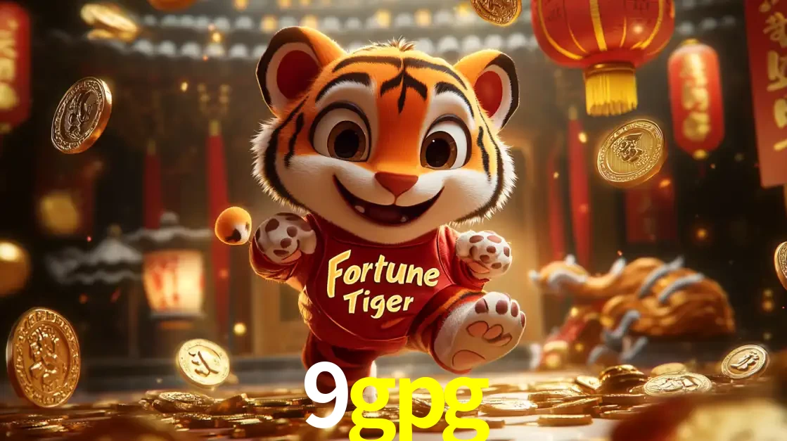O alegre personagem do Fortune Tiger correndo sobre um caminho de moedas de ouro, simbolizando os grandes prêmios e a diversão do popular jogo de slot do 9gpg.